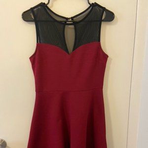 Women's Forever 21 A-line mesh top red and black dress, size M